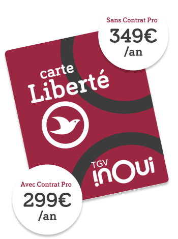Carte Liberté, sans contrat pro, 349€(1), avec un contrat pro, 299€
